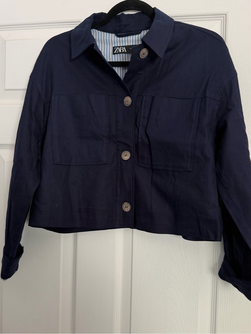 Zara Dark Navy Cropped Jacket